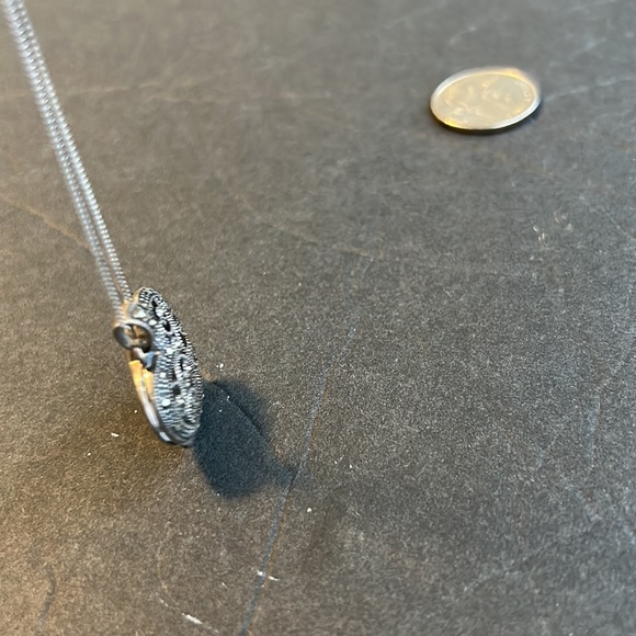 925  SILVER NECKLASE  WITH A HEART  WITH MARCASITES    HEARTH OPEN - Picture 15 of 15